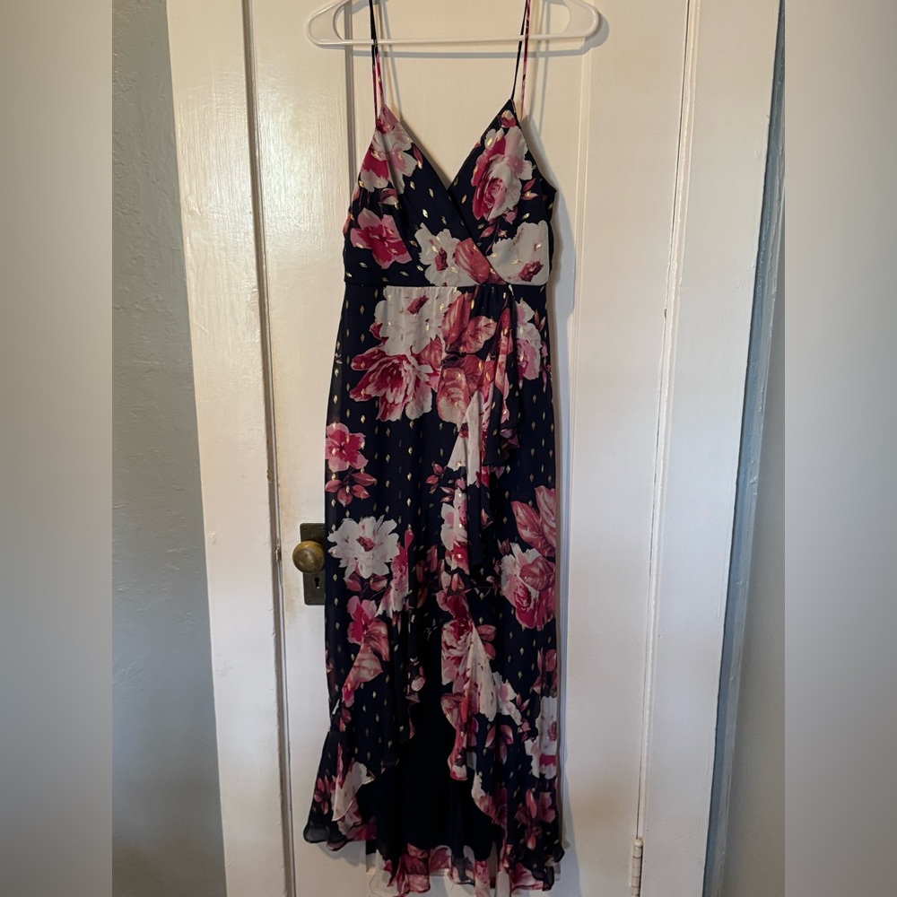 Crystal Doll floral shimmer midi dress